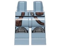 Hips and Legs with Silver Knee Pads and Dark Brown Bag and Belt Pattern, LEGO onderdeelnummer 970c00pb0581