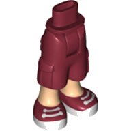 Mini Doll Hips and Trousers Cropped Large Pockets, Light Nougat Legs and Dark Red Sneakers Pattern - Thick Hinge, LEGO onderdeelnummer 25727c00pb01