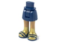 LEGO onderdeel Mini Doll Hips and Skirt, Medium Nougat Legs and Gold Boots with Dark Blue Stripes and Soles Pattern - Thick Hinge 92252c00pb022
