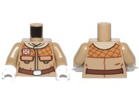 Torso SW Hoth Rebel Jacket with Pockets and Brown Belt Pattern / Dark Tan Arms / White Hands, LEGO onderdeelnummer 973pb1315c01