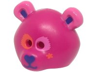 Minifigure, Headgear Mask Bear Rounded with Coral and Dark Pink Eye Patches, Dark Purple Auricles, Nose, and Mouth, Star Pattern (BAM), LEGO onderdeelnummer 15506pb04