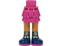 LEGO onderdeel Mini Doll Hips and Skirt Layered, Medium Nougat Legs and Dark Blue Boots with Magenta Soles and Gold Filigree Pattern - Thick Hinge 92250c00pb27