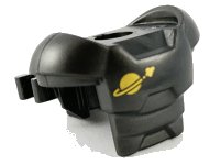 Minifiguur Pantser Ruimte met Schouderbescherming en 2 Clips met Goud Klassiek Ruimtelogo Patroon, LEGO onderdeelnummer 18827pb04