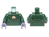 Torso Armor with Lex Luthor Warsuit with Yellow and Dark Purple Hexagon Logo Pattern / Dark Green Arms / Dark Purple Hands, LEGO onderdeelnummer 973pb1154c01
