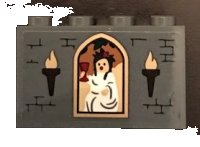 Panel 1 x 4 x 2 with Side Supports - Hollow Studs with Torches and Woman with Goblet Pattern (Sticker) - Set 71043, LEGO onderdeelnummer 14718pb023