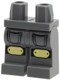 LEGO onderdeel Hips and Legs with Black Pockets Outline and Bright Light Yellow Knee Pads with Straps Pattern 970c00pb1662