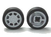 LEGO onderdeel Wheel 11mm D. x 6mm with 8 Spokes with Black Tire 14mm D. x 6mm Solid Smooth (93593 / 50945) 93593c01