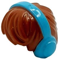 Minifigure, Hair Short Tousled with Medium Azure Headphones Pattern, LEGO onderdeelnummer 10166pb04
