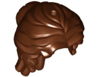 Minifiguur, Haar Vrouw Middellang Golvend, Naar Achteren Getrokken met Gedeeltelijke Knot, Zijwaartse Pony, Gat Bovenop, LEGO onderdeelnummer 15499