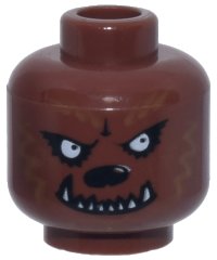 Minifigure, Head Werewolf Pattern, LEGO onderdeelnummer 3626pb0390