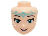 Mini Doll, Head Friends with Bright Pink Lips, White Spots and Medium Azure Eyes and Tribal Markings Pattern (Naida Riverheart), LEGO onderdeelnummer 19833