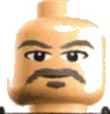 Minifiguur, Hoofd Man Grijs Snor, Zijstukken, en Wenkbrauwen Patroon in lichtnougat, LEGO onderdeelnummer 3626pb0066