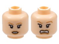Minifigure, Head Dual Sided Female PotC Elizabeth Light Brown Eyebrows and Dimple, Smile / Scared Pattern, LEGO onderdeelnummer 3626pb0556