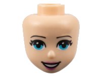 Mini Doll, Head Friends with Black Eyebrows, Medium Azure Eyes, Dark Pink Lips, and Open Mouth Smile with Teeth Pattern, LEGO onderdeelnummer 37592