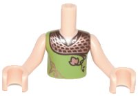 Torso Mini Doll Boy Lime Shirt with Copper Shoulders and Leaf Pattern, Light Nougat Arms with Hands with Dark Orange Elves Tattoo, LEGO onderdeelnummer FTBpb018c01