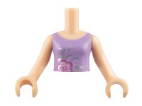 Torso Mini Doll Girl Lavender Top with Flower Pattern, Light Nougat Arms with Hands, LEGO onderdeelnummer FTGpb001c01