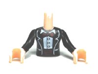 Torso Mini Doll Girl Black Jacket Formal with Bow Tie and Cummerbund Pattern, Light Nougat Arms with Hands with Black Sleeves, LEGO onderdeelnummer FTGpb026c01