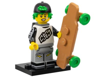 Longboarder, Series 27 (Complete Set with Stand and Accessories), LEGO onderdeelnummer col27-7